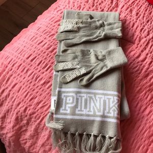Victoria’s Secret Pink scarf and gloves